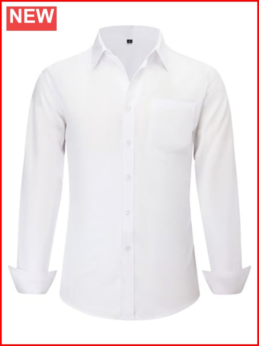 Men's Long Sleeve Stretch Wrinkle-Free Button-Down Dress Shirt